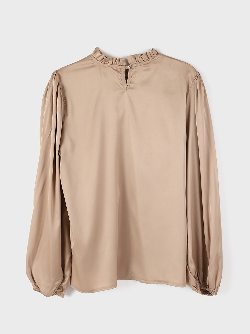 Ruffled Funnel Neck Women's Blouse-5