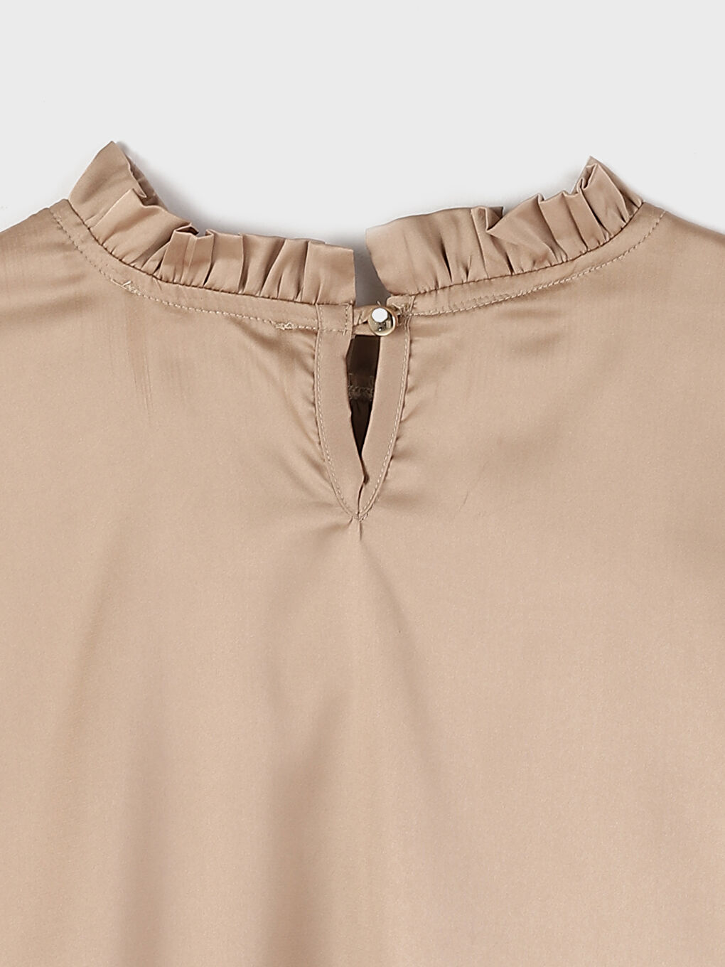 Ruffled Funnel Neck Women's Blouse-6