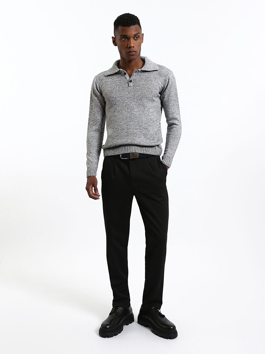 Polo Neck Men's Knitwear Sweater-1