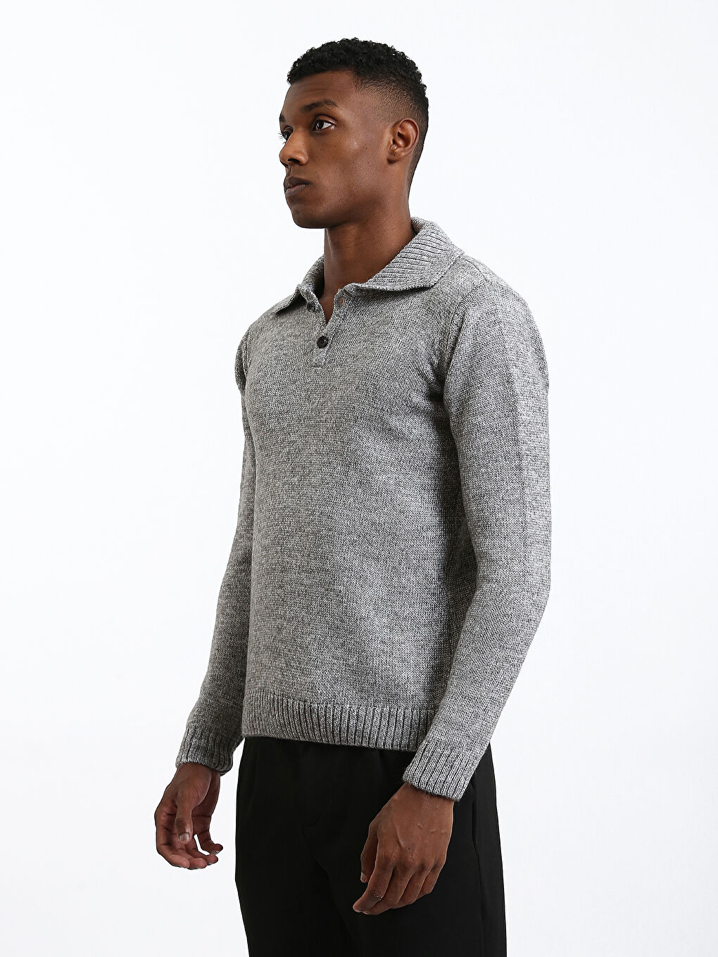 Polo Neck Men's Knitwear Sweater-3