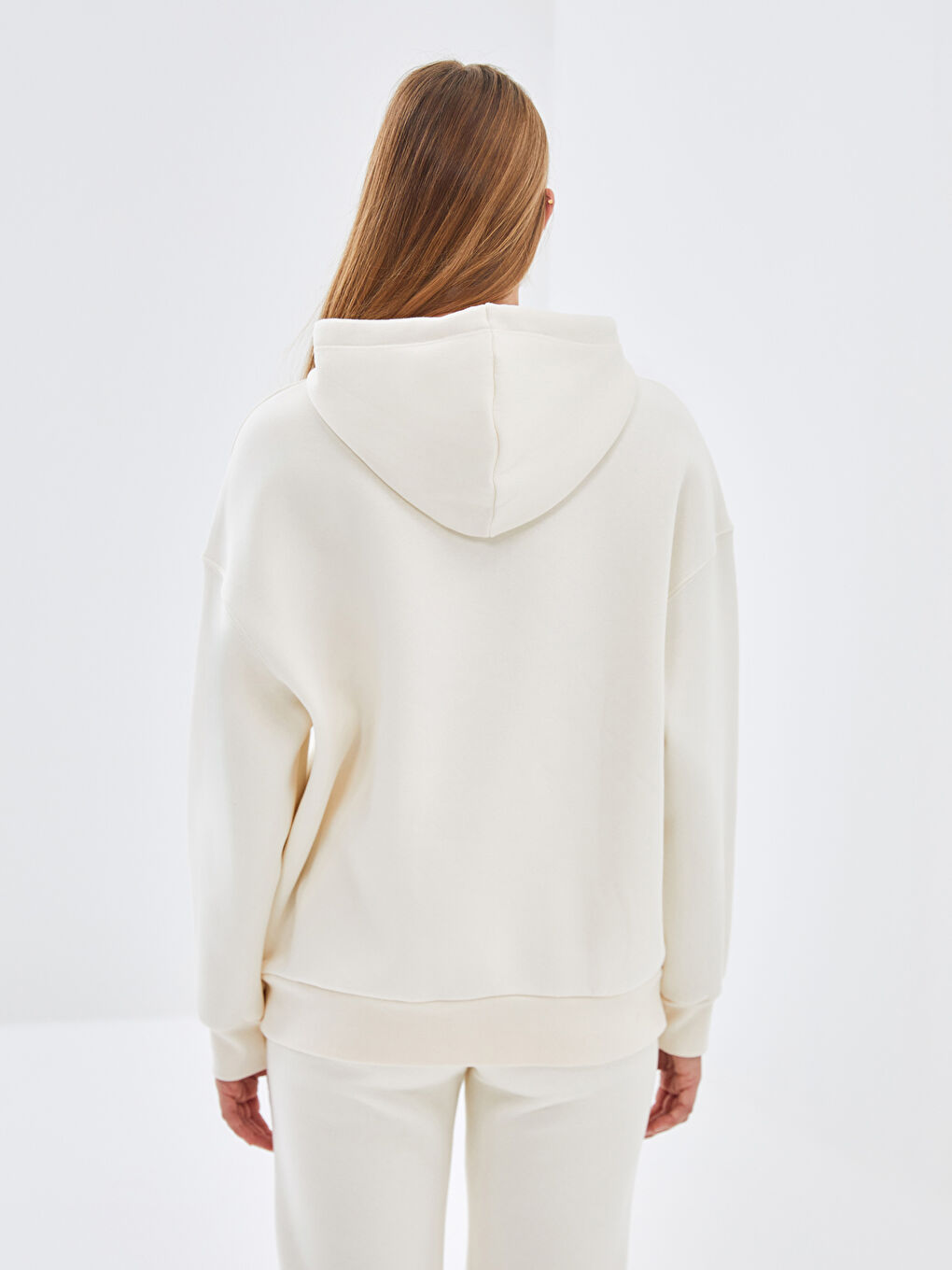 LCW Vision Ekru Oversize Kadın Kalın Hoodie - 3