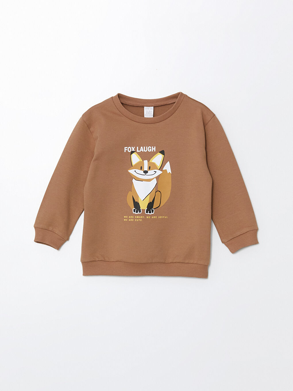 LCW baby Açık Kahverengi Bisiklet Yaka Uzun Kollu Baskılı Erkek Bebek Sweatshirt