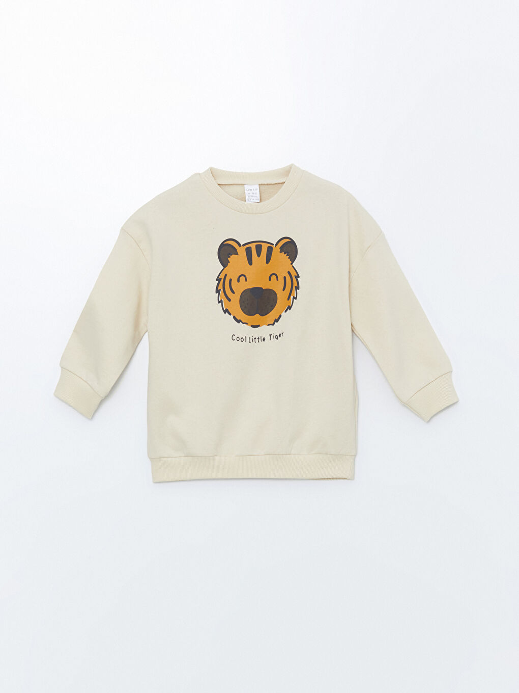 LCW ECO Açık Bej Bisiklet Yaka Uzun Kollu Baskılı Erkek Bebek Sweatshirt