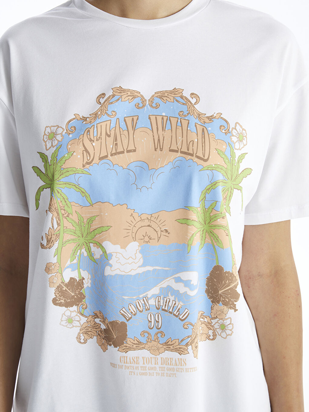Crew Neck Printed Short Sleeve Women's T-Shirt-2