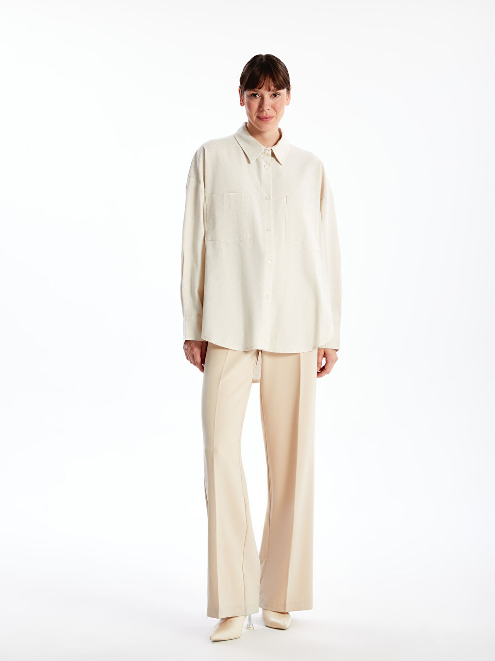 Oversize Linen Blend Women's Shirt-1