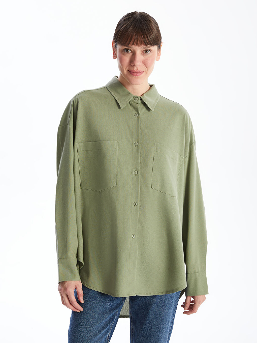 Oversize Linen Blend Women's Shirt