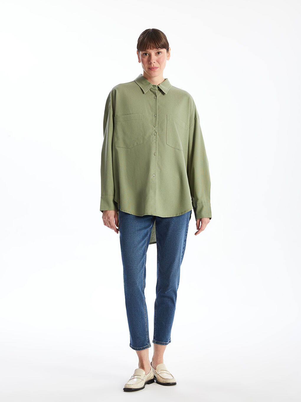 Oversize Linen Blend Women's Shirt-1
