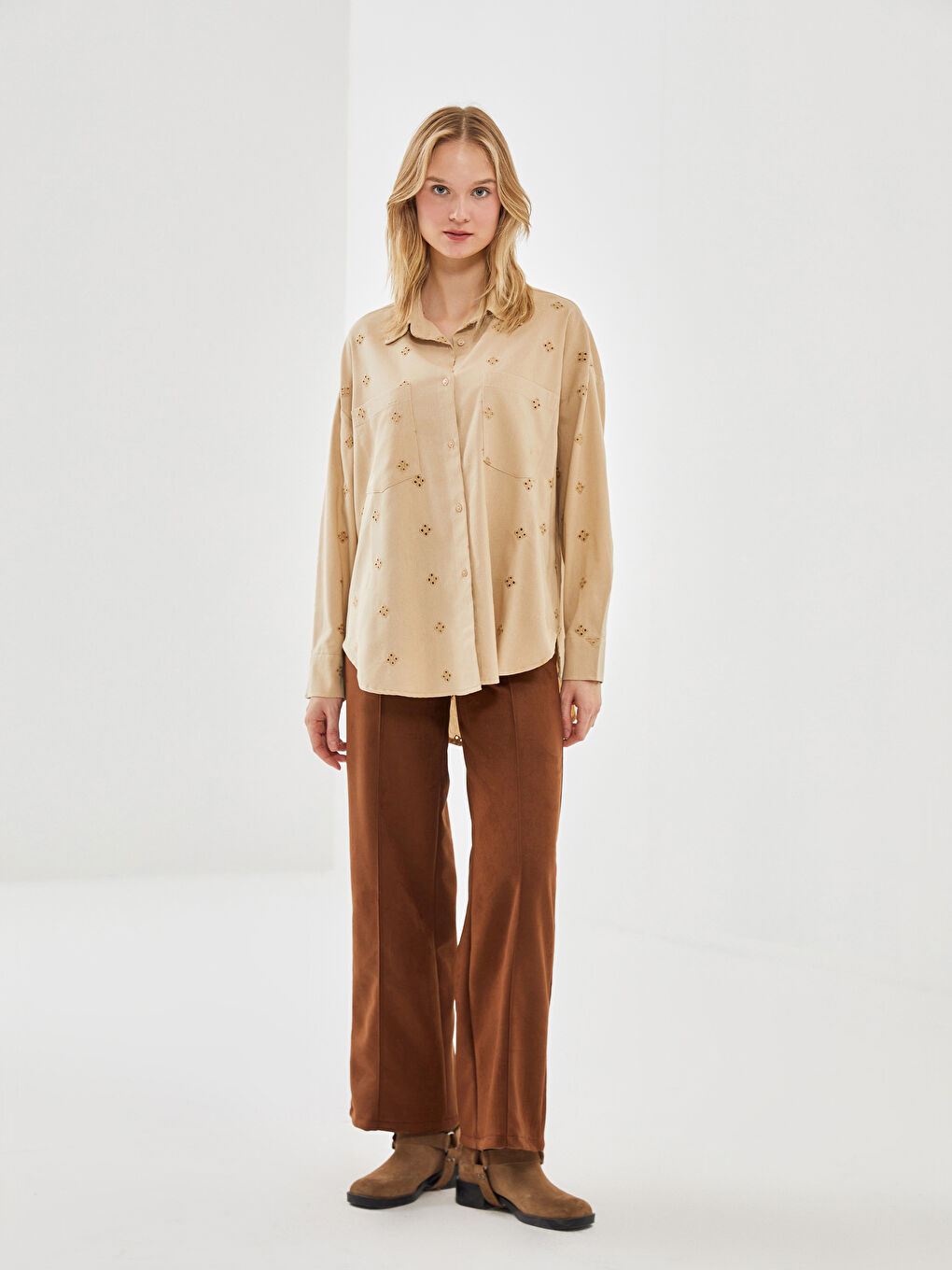 Openwork Oversize Women's Shirt-1