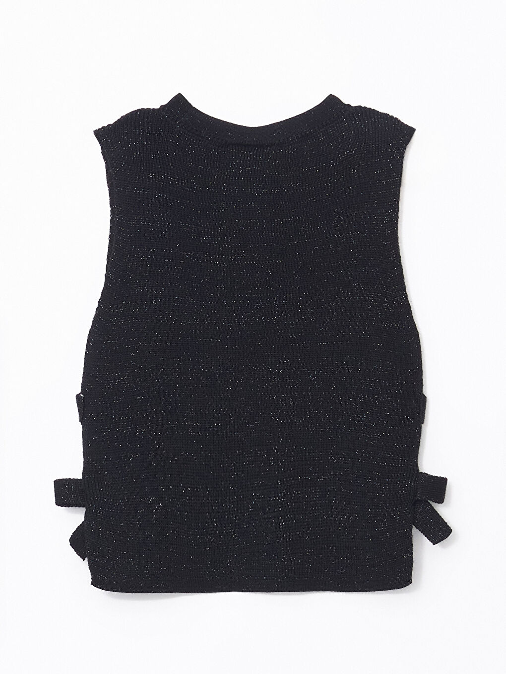 Siyah Bisiklet Yaka Kız Çocuk Triko Süveter-1