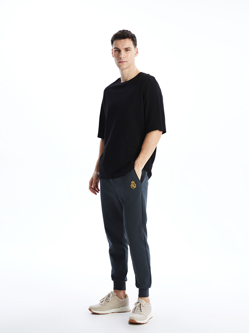 Gri Slim Fit Real Madrid Baskılı Erkek Jogger Eşofman Altı