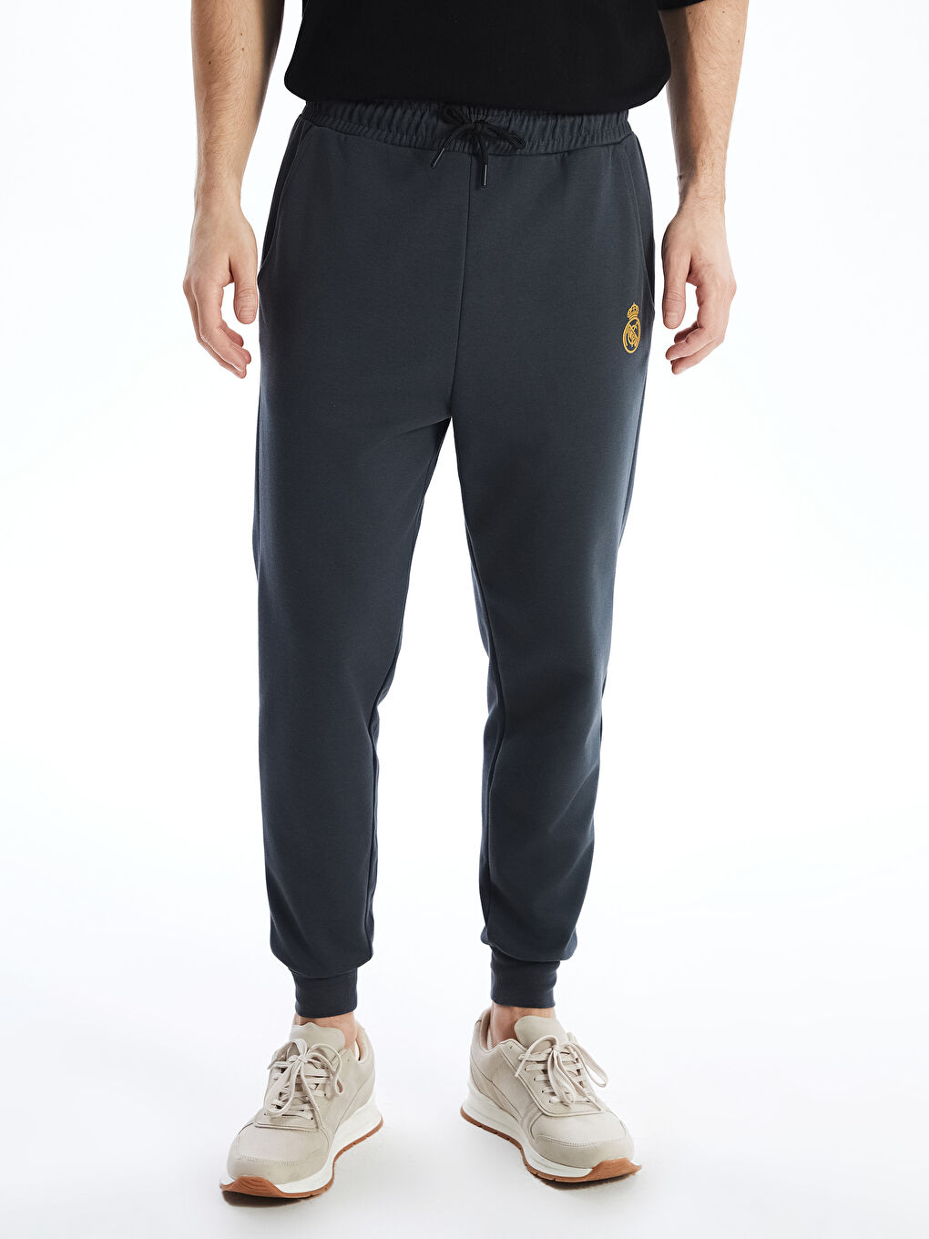 Gri Slim Fit Real Madrid Baskılı Erkek Jogger Eşofman Altı-1