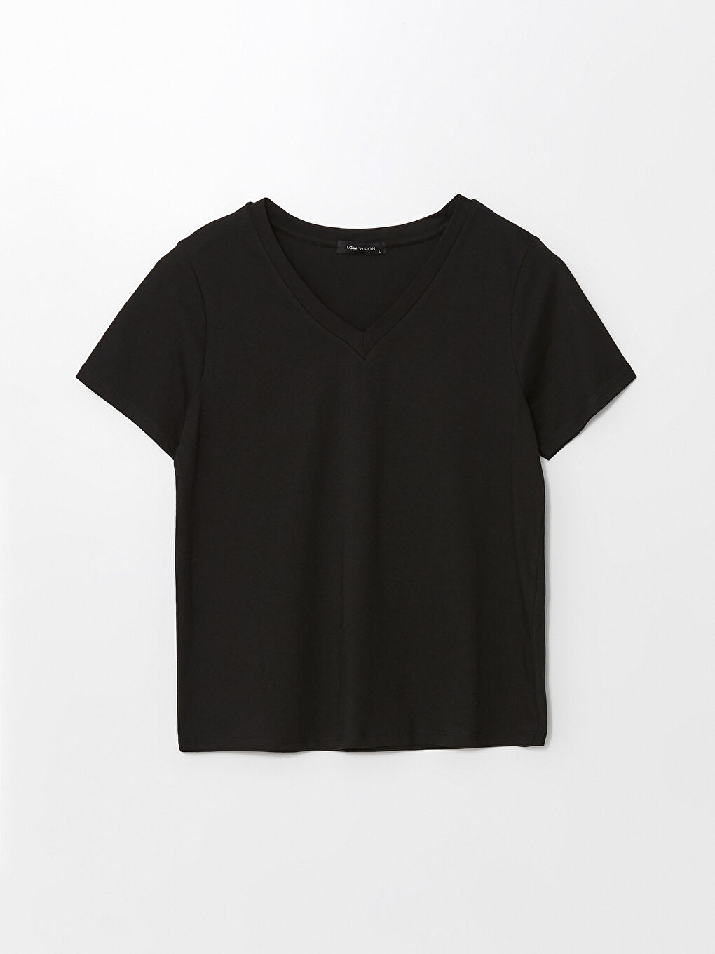 V-Neck Plain Short Sleeve Women's T-Shirt-4