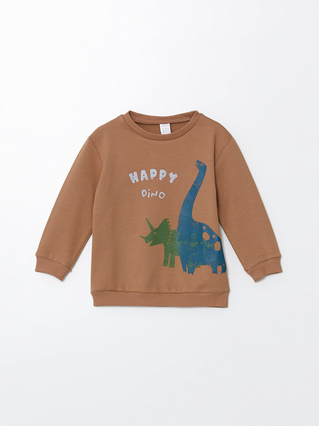 LCW baby Açık Kahverengi Bisiklet Yaka Baskılı Erkek Bebek Sweatshirt