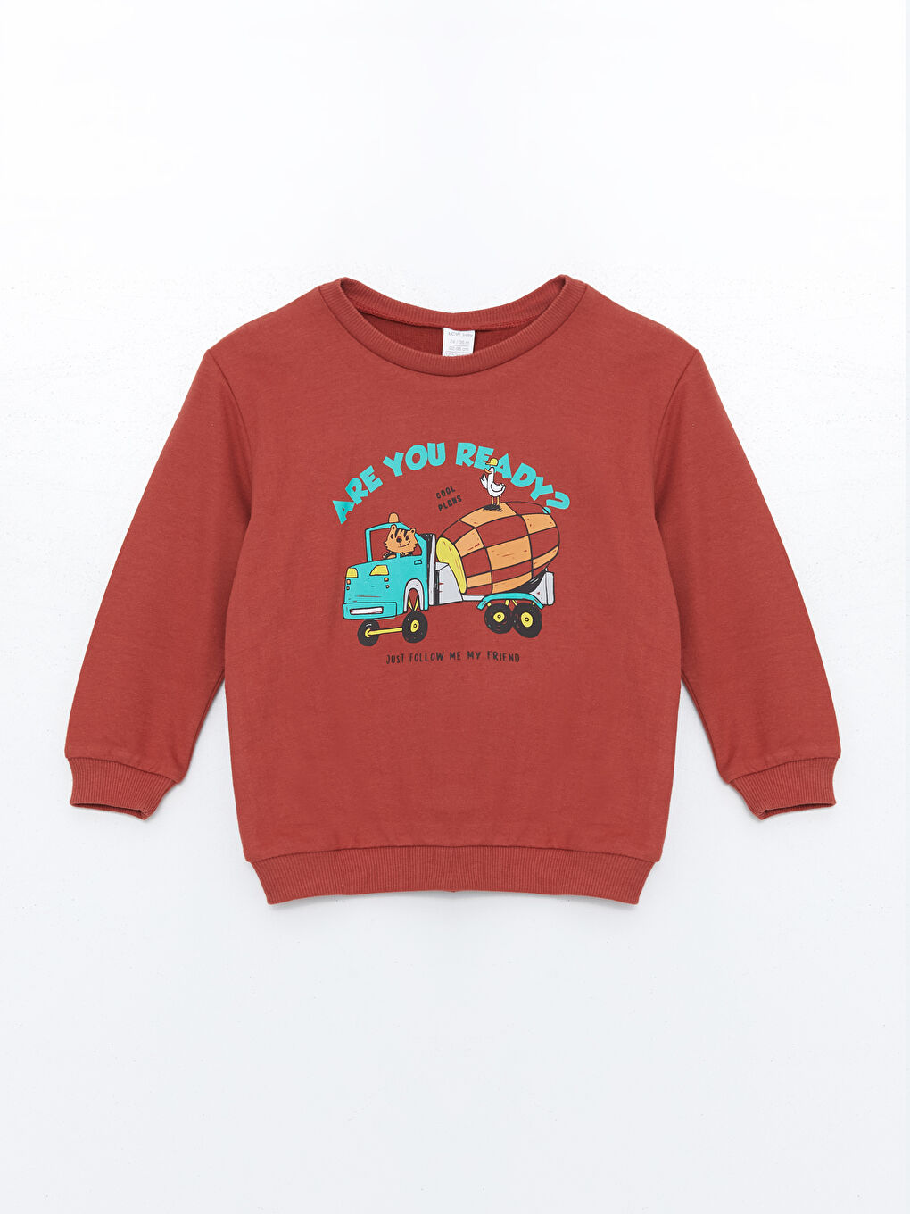 LCW baby Tarçın Bisiklet Yaka Baskılı Erkek Bebek Sweatshirt