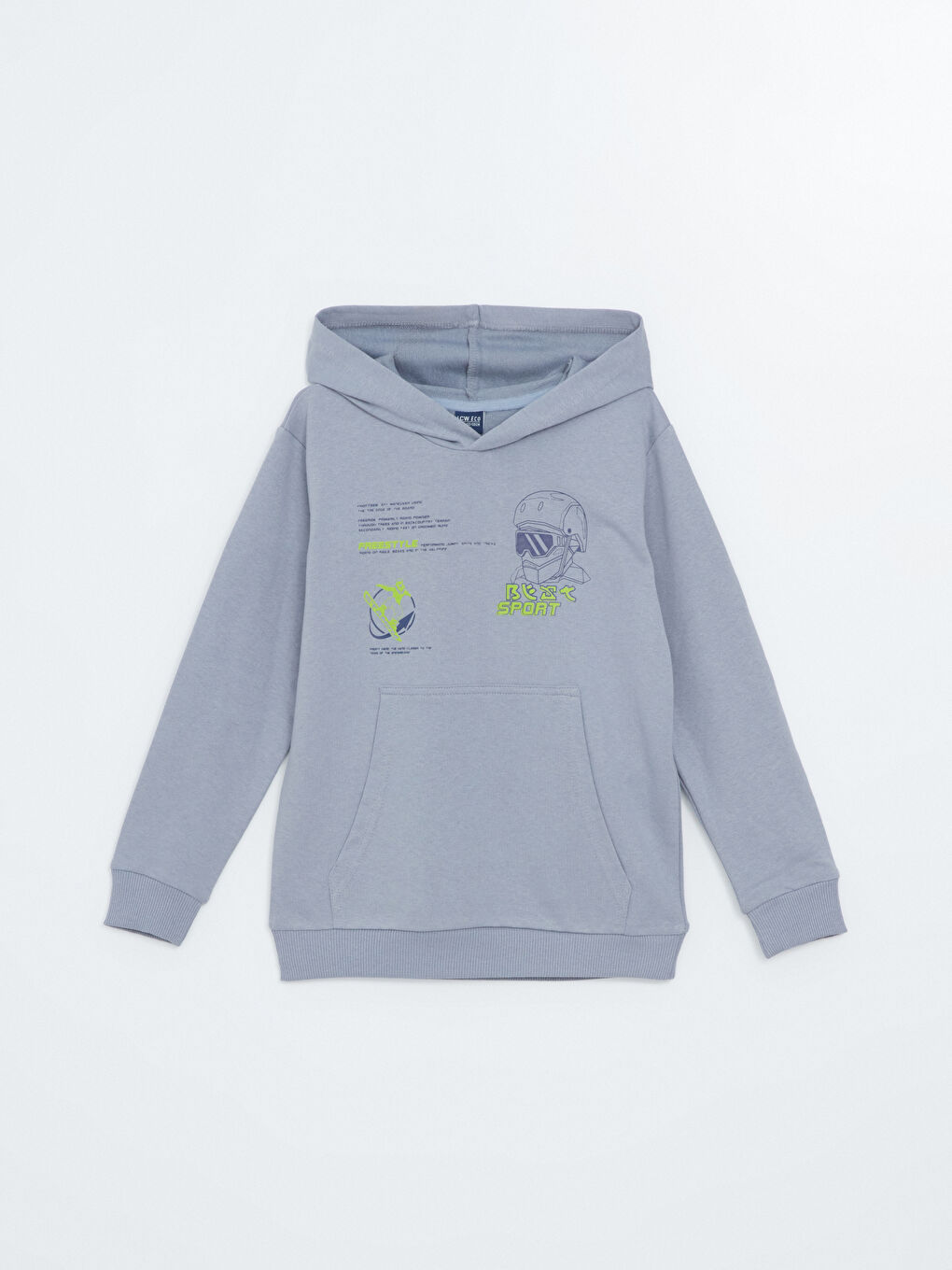 LCW ECO Mat Mavi Kapüşonlu Erkek Çocuk Sweatshirt