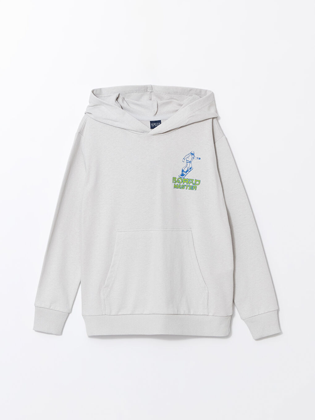 LCW ECO Açık Gri Kapüşonlu Erkek Çocuk Sweatshirt