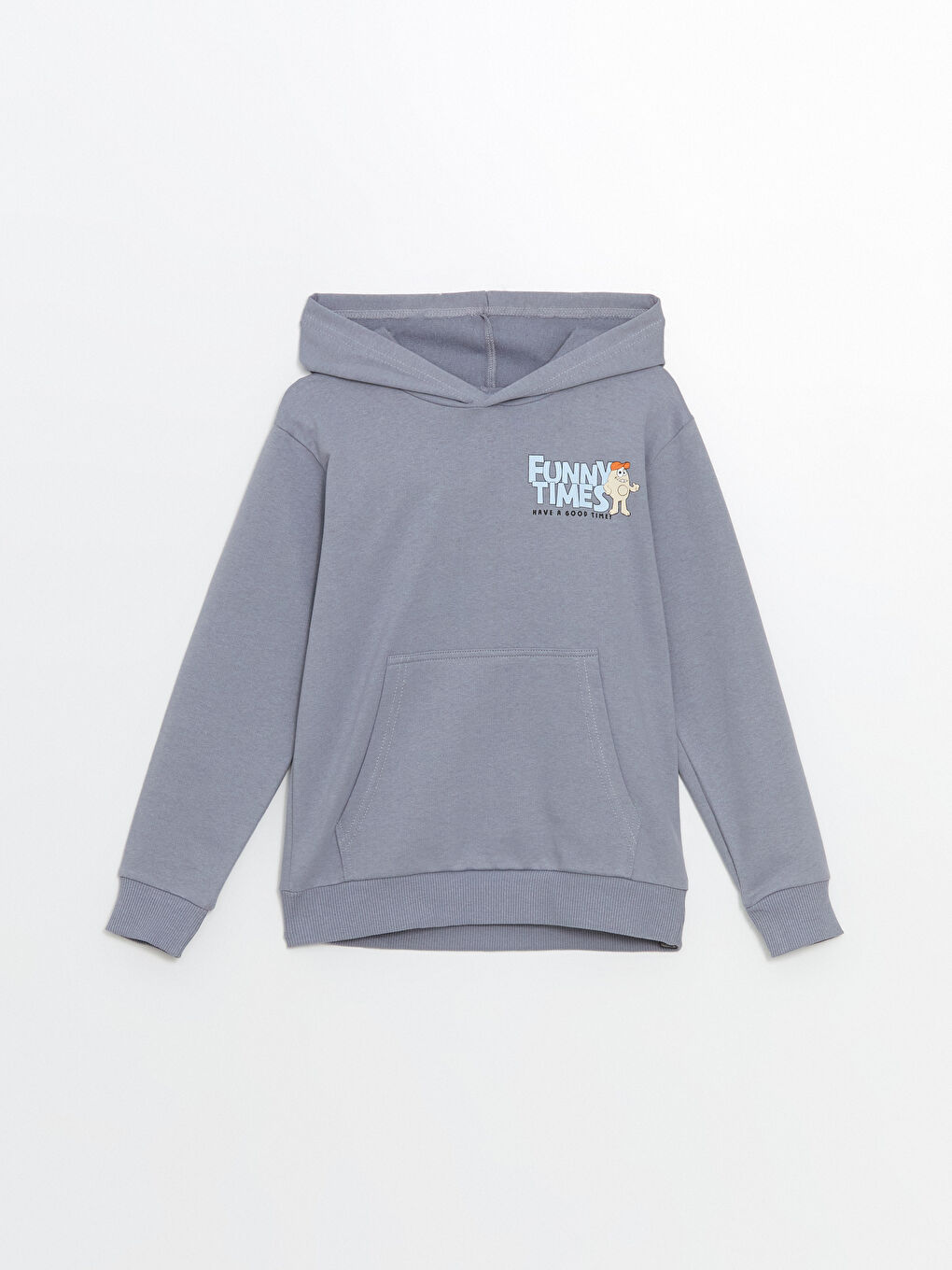 LCW ECO Mat Mavi Kapüşonlu Erkek Çocuk Sweatshirt