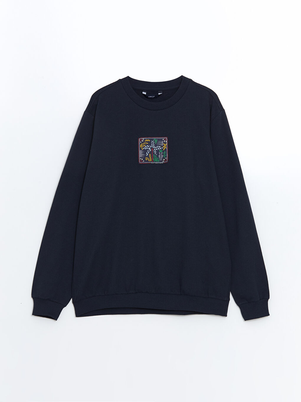 LCW ECO Lacivert Bisiklet Yaka Uzun Kollu Baskılı Erkek Sweatshirt - 4