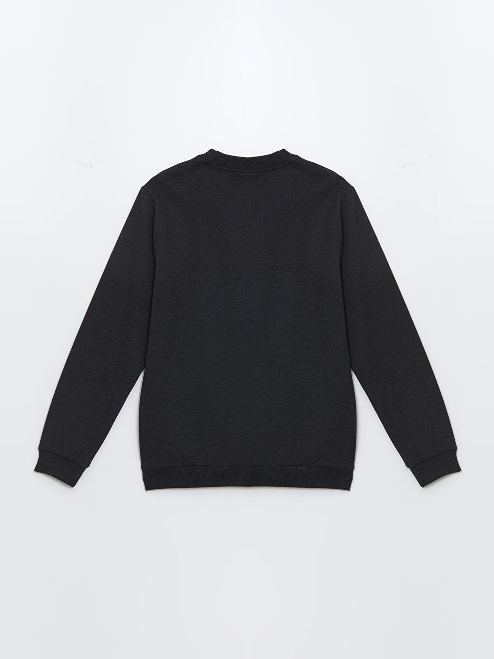 Antrasit Bisiklet Yaka Baskılı Erkek Kalın Sweatshirt-5