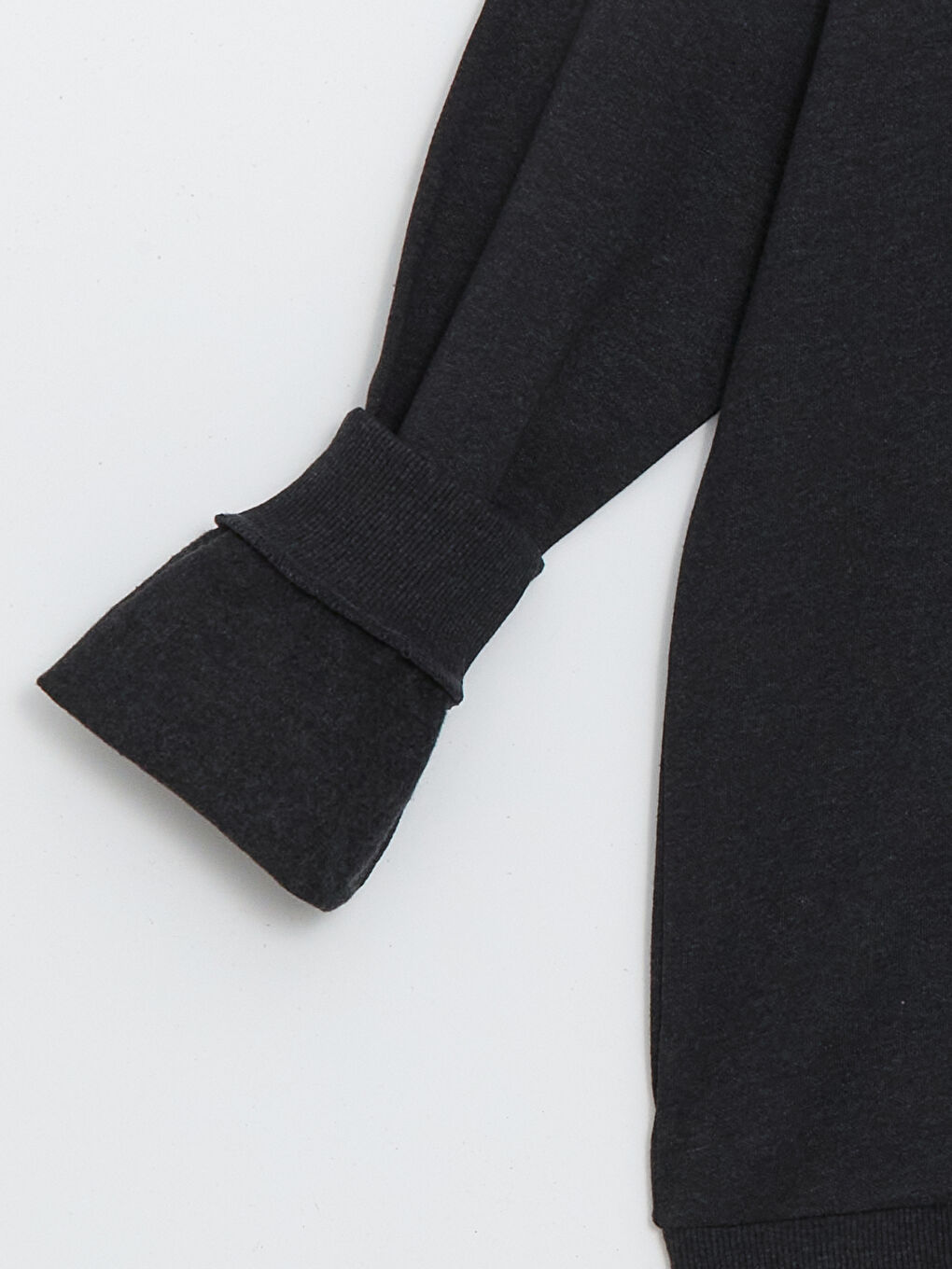 Antrasit Bisiklet Yaka Baskılı Erkek Kalın Sweatshirt-6