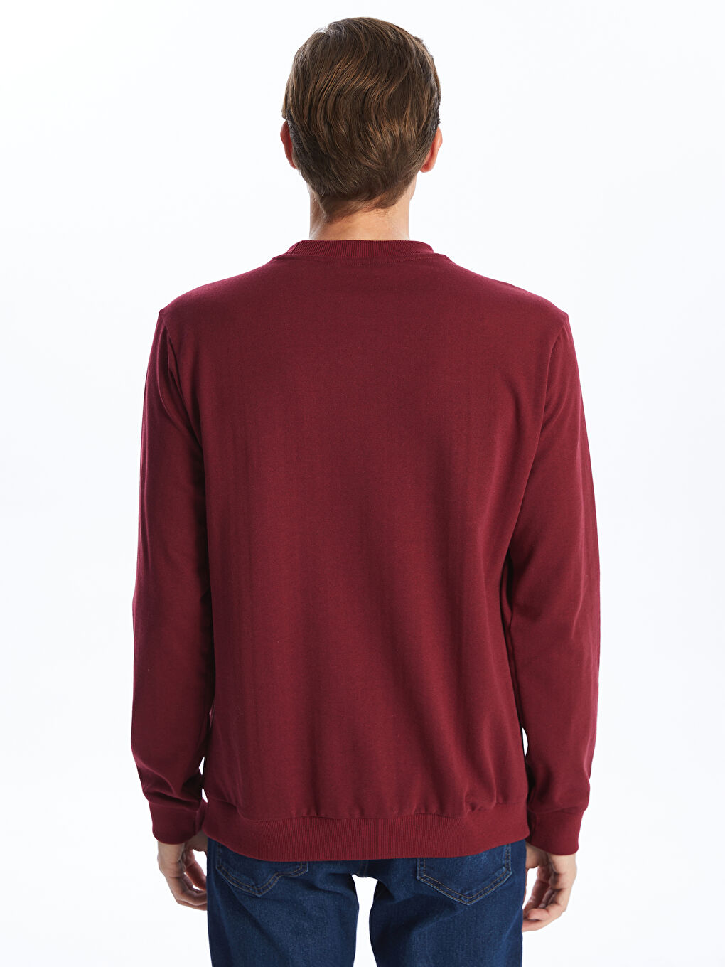 LCW ECO Bordo Bisiklet Yaka Uzun Kollu Erkek Sweatshirt - 3