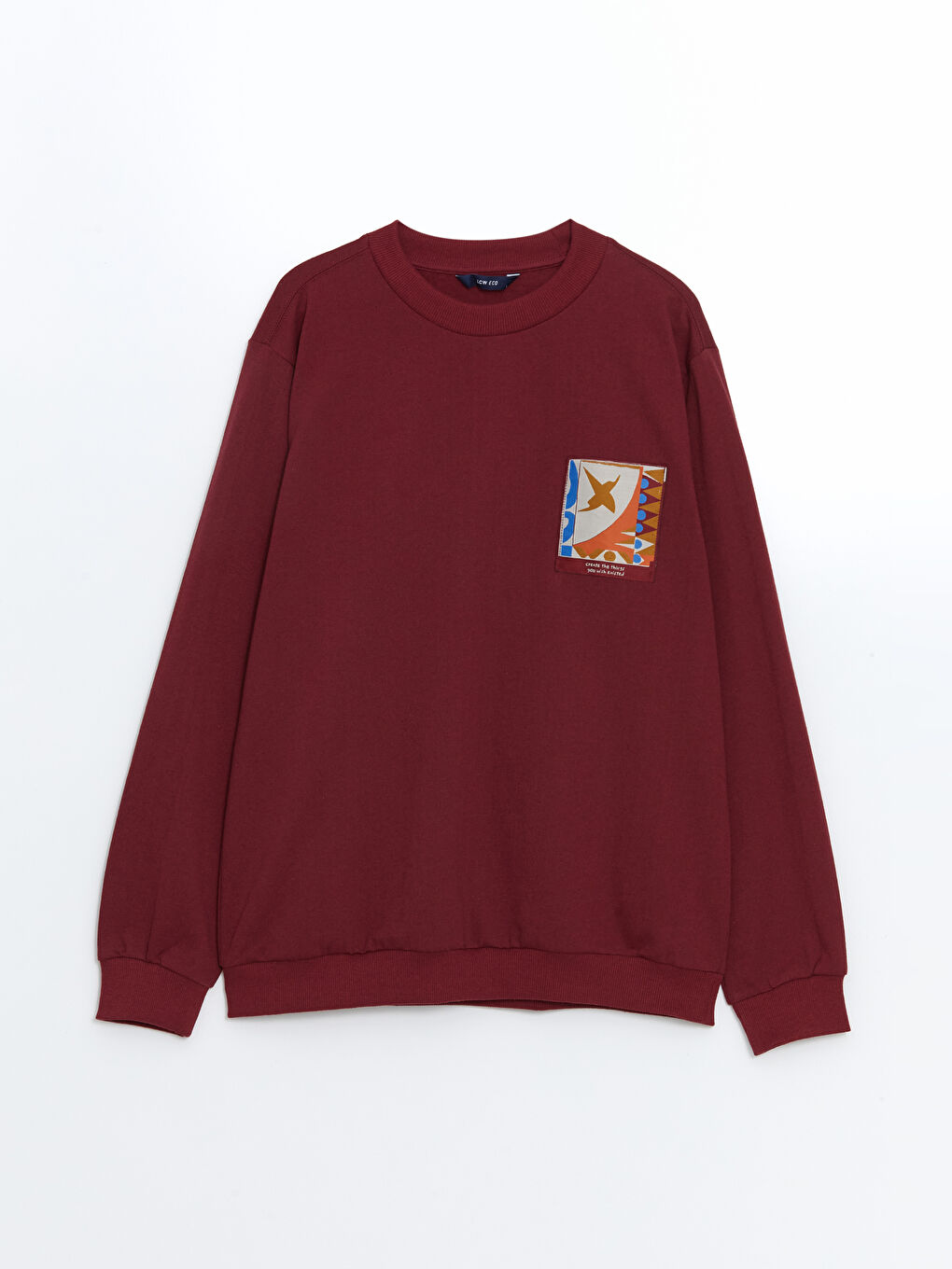 LCW ECO Bordo Bisiklet Yaka Uzun Kollu Erkek Sweatshirt - 4