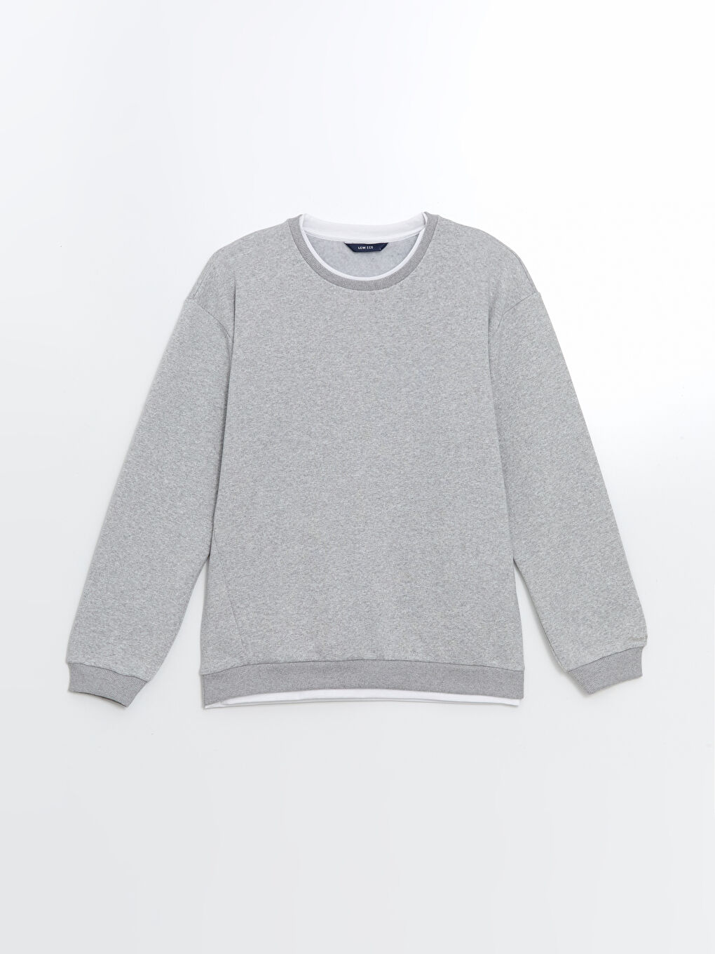 LCW ECO Gri Bisiklet Yaka Uzun Kollu Erkek Sweatshirt - 4