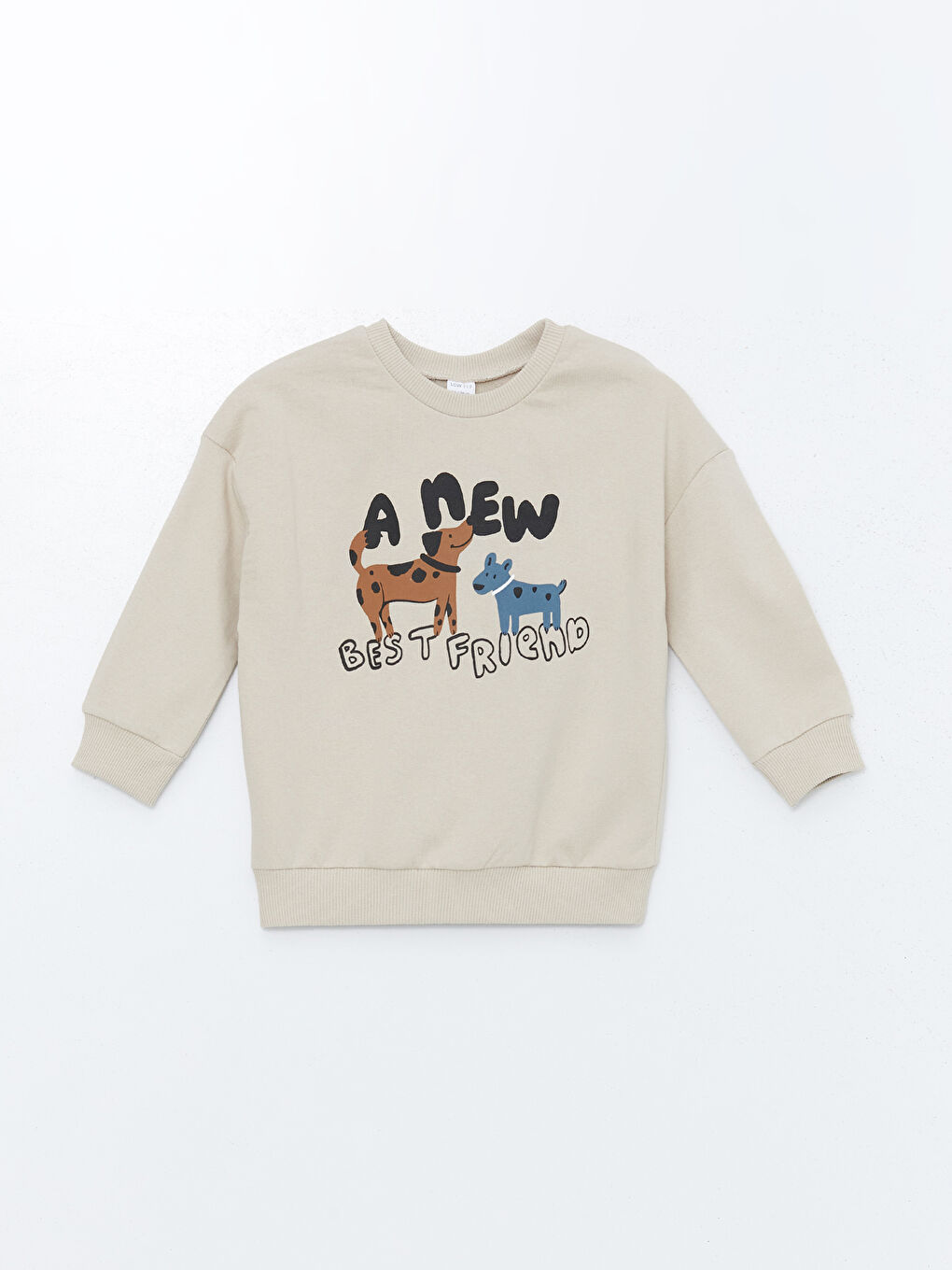 LCW ECO Bej Bisiklete Yaka Baskılı Erkek Bebek Sweatshirt