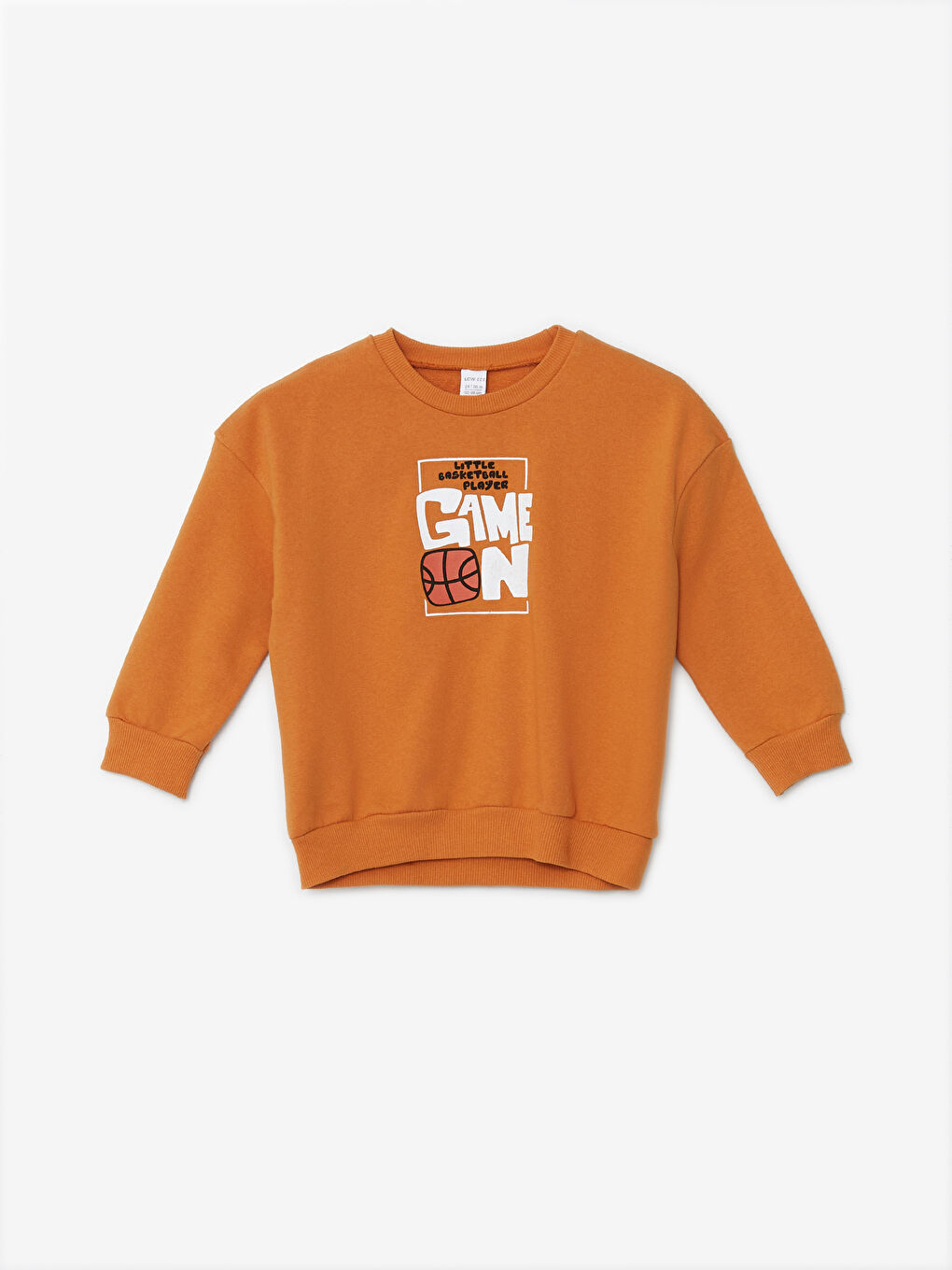 LCW ECO Mat Turuncu Bisiklet Yaka Uzun Kollu Baskılı Erkek Bebek Sweatshirt