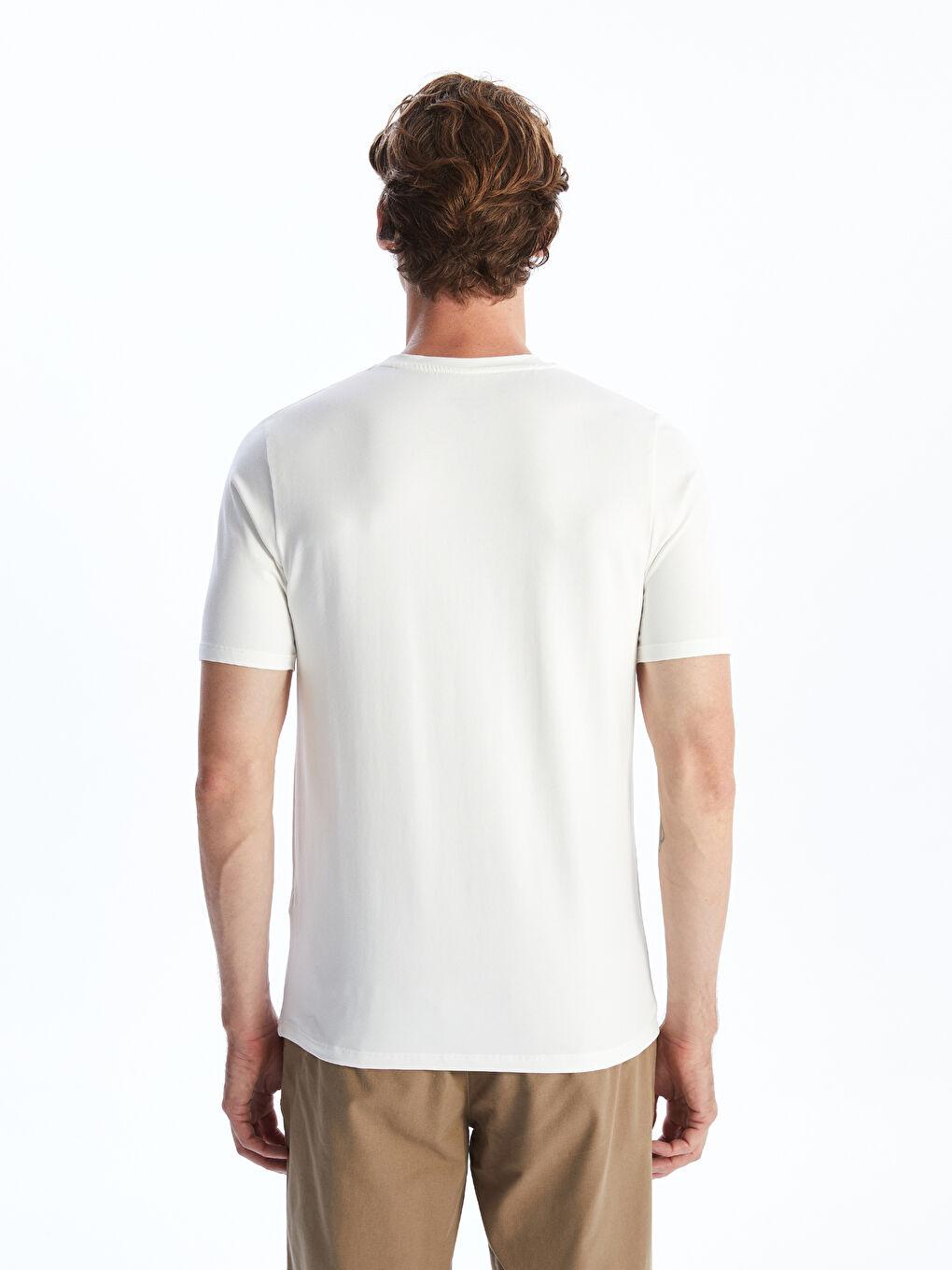 تيشيرت مطبوع برقبة دائرية وكم قصير للرجال-3