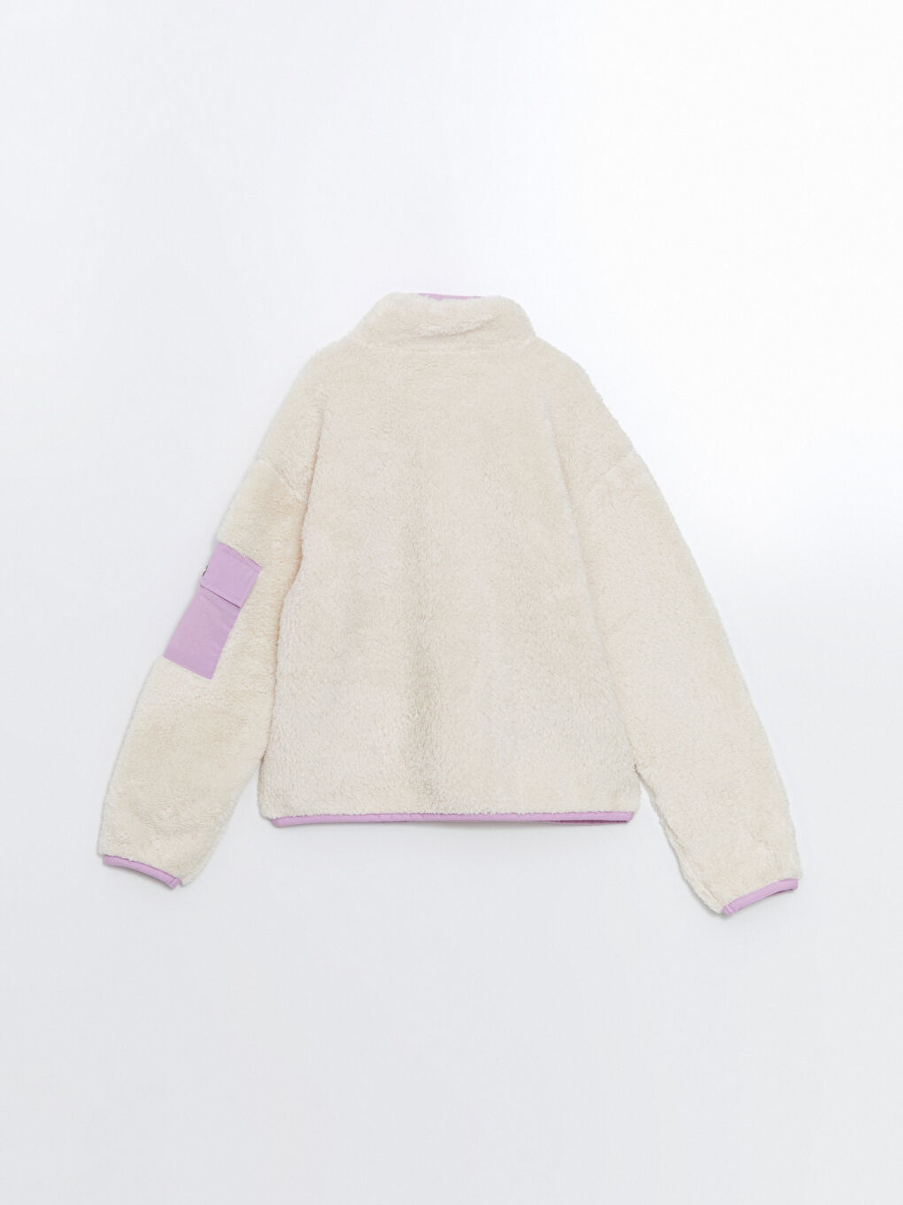 Bej Dik Yaka Pelüş Kız Çocuk Sweatshirt-2