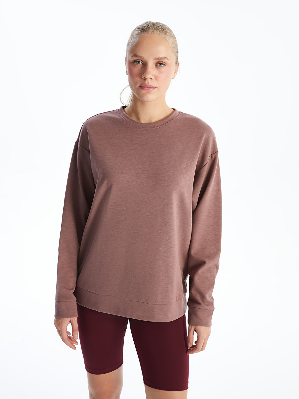 XSIDE ACTIVE Pembe Bisiklet Yaka Oversize Kadın Sweatshirt - 3