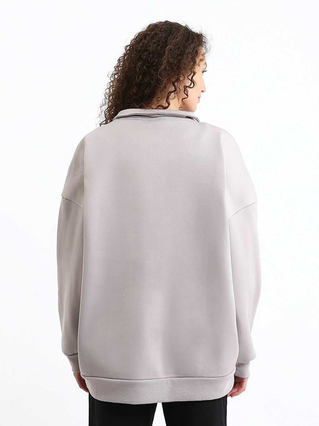 Funnel Neck Printed Oversize Women's Thick Sweatshirt-4