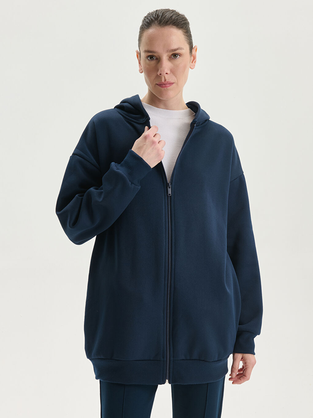 Hooded Oversize Women's Zipper Sweatshirt -W4IS53Z8-E1J