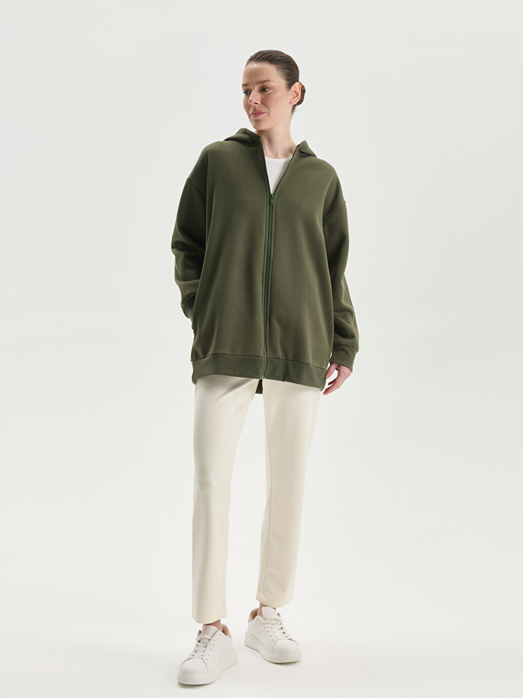 Hooded Oversize Women's Zipper Sweatshirt-1