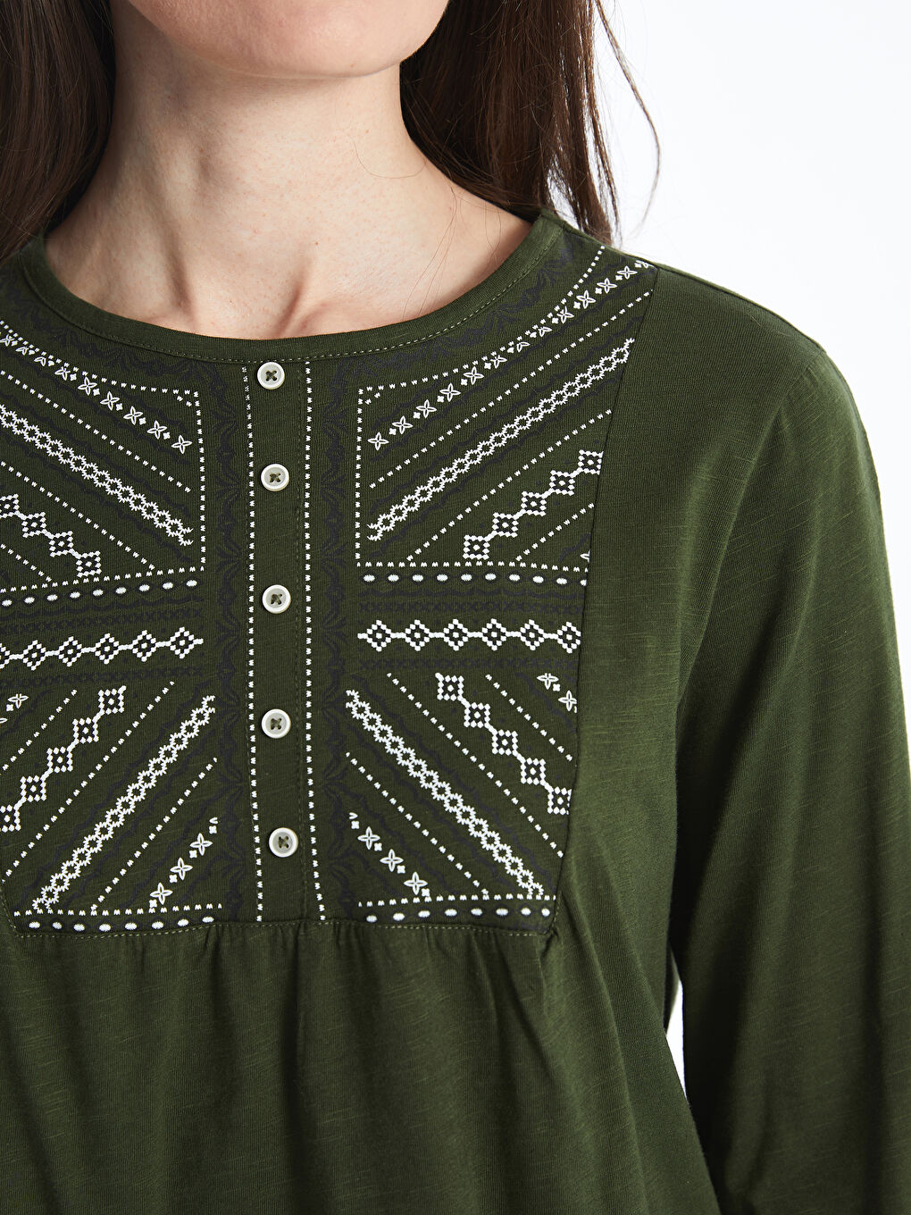 Crew Neck Embroidered Women's Blouse-2