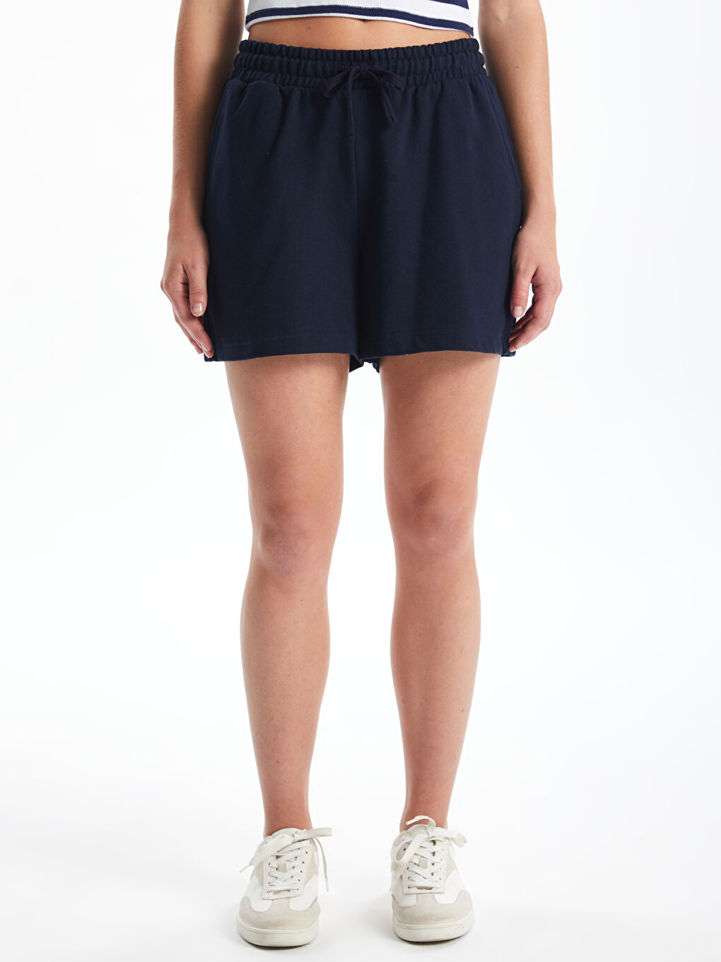 Women's Elasticated Waist Plain Shorts-1