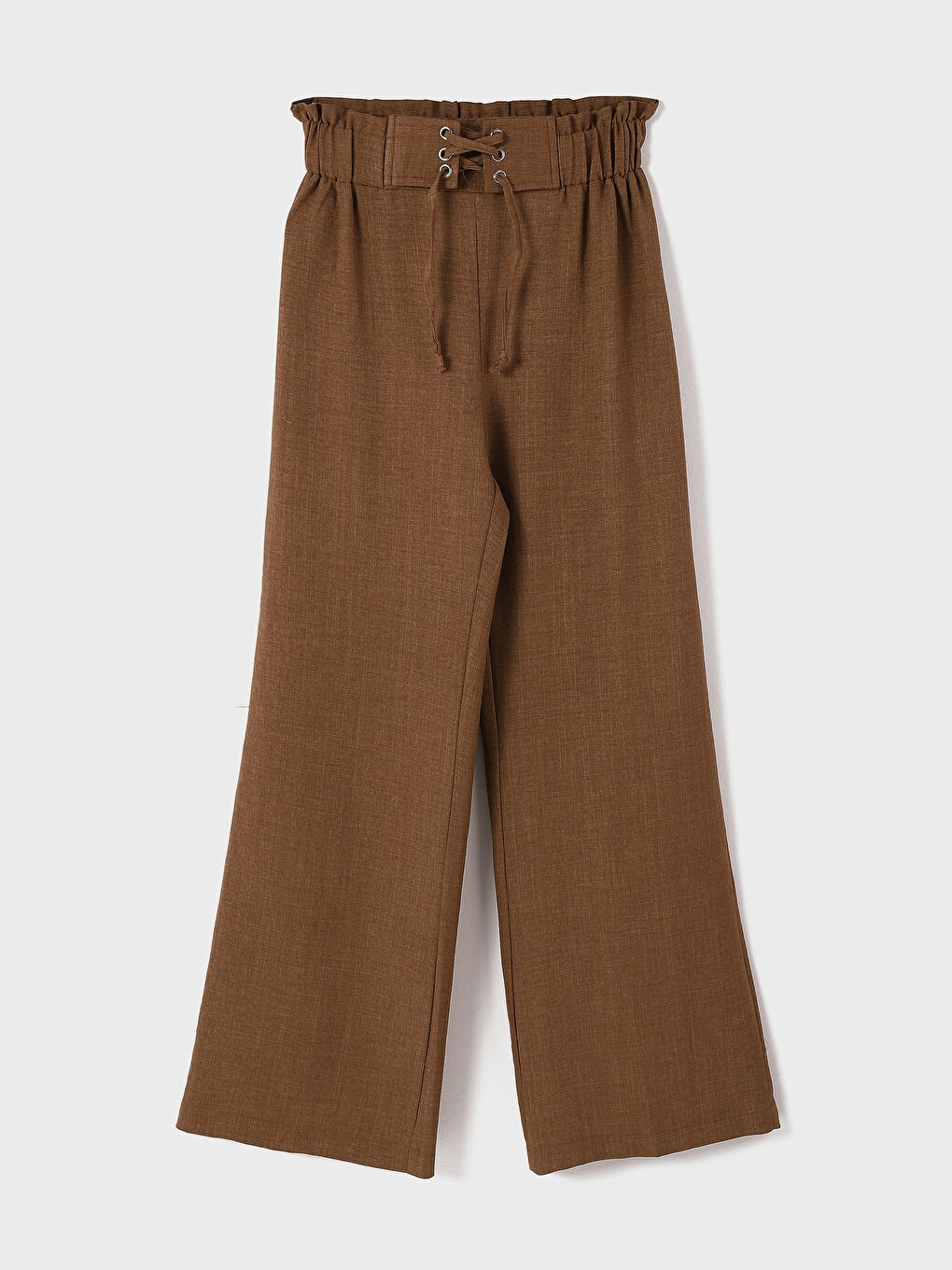 Beli Lastikli Düz Geniş Paça Kadın Pantolon