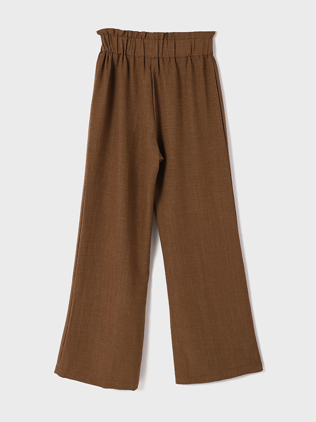 Beli Lastikli Düz Geniş Paça Kadın Pantolon-1