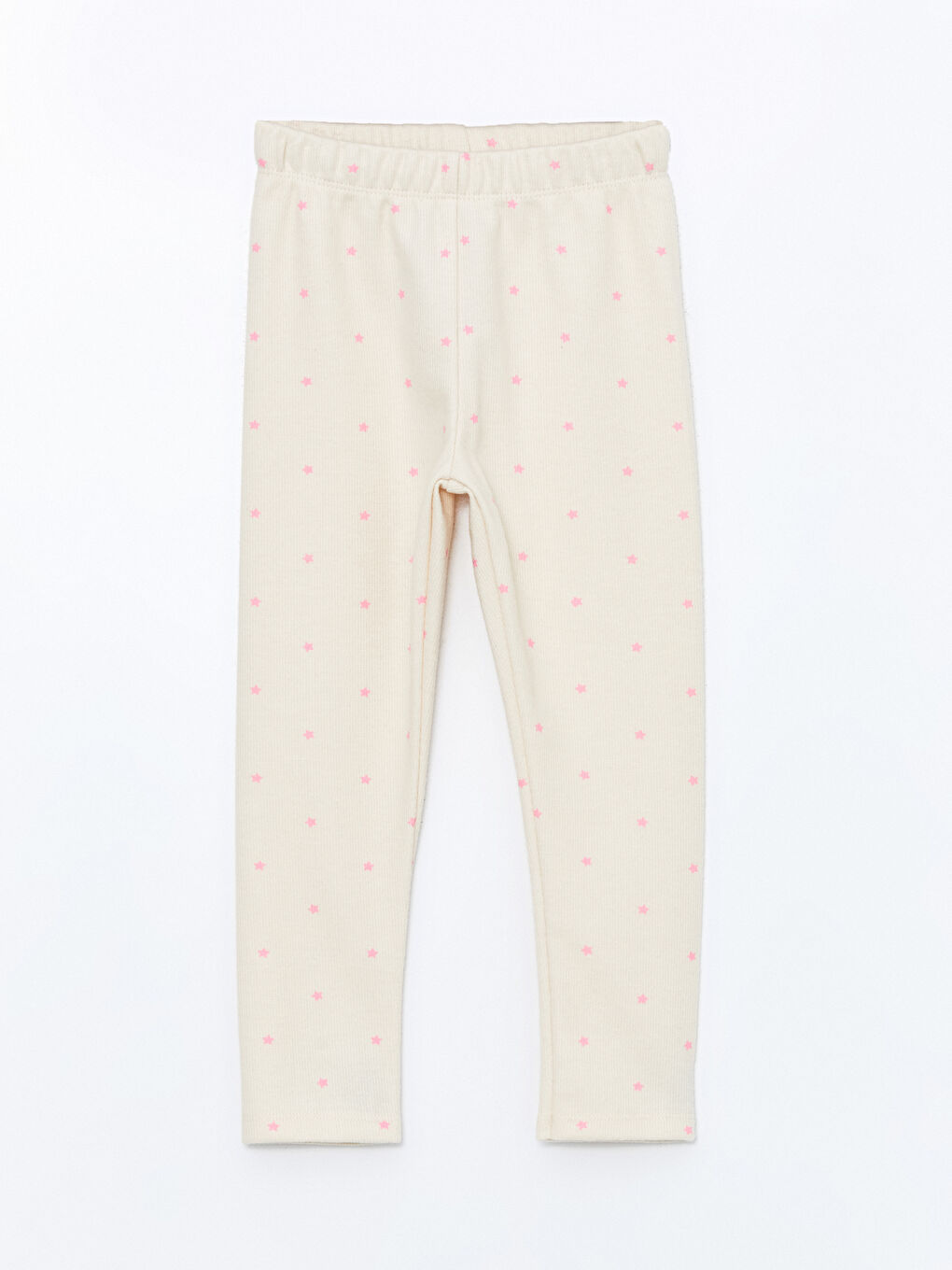 Ekru Beli Lastikli Desenli Kız Çocuk Tayt