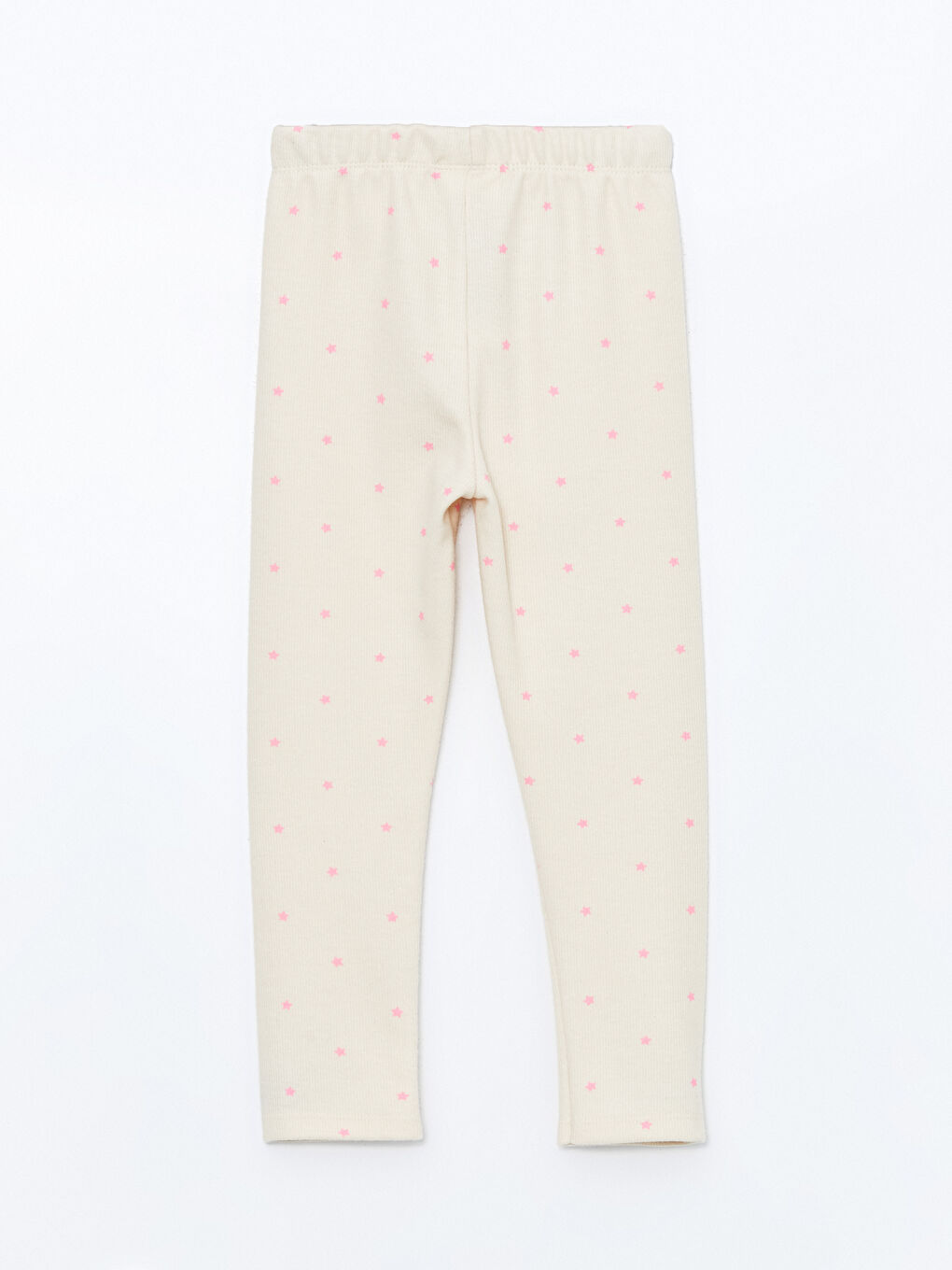 Ekru Beli Lastikli Desenli Kız Çocuk Tayt-1