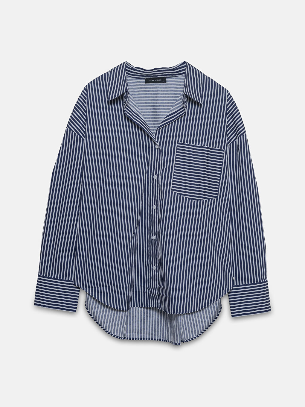 LCW Vision Striped Oversize Poplin Women's Shirt -W4IT37Z8-LEN