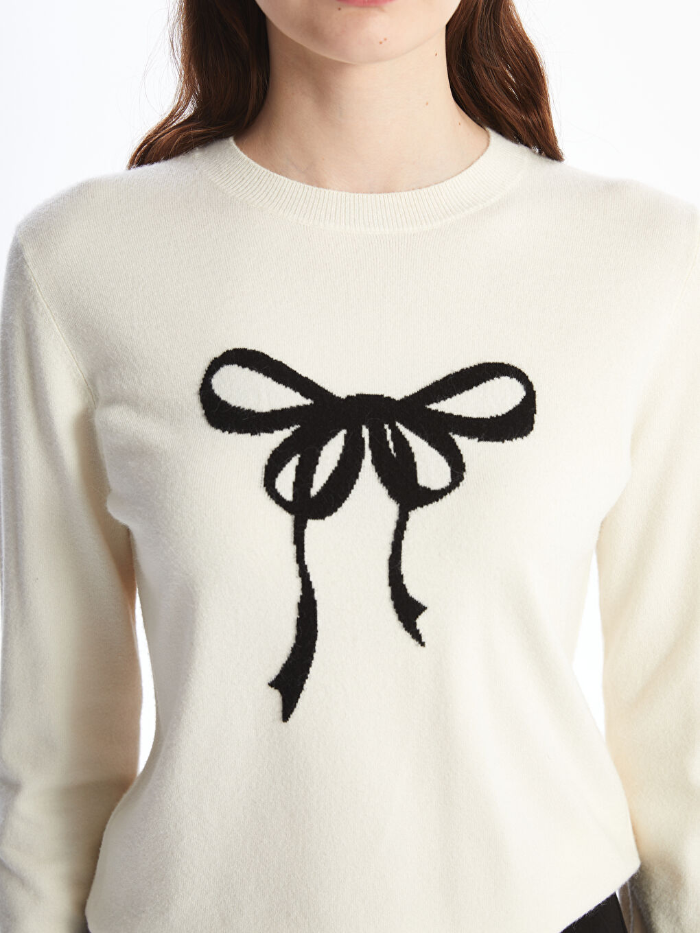 Pull-over en Tricot Imprimé Ruban Col Rond pour Femmes-2