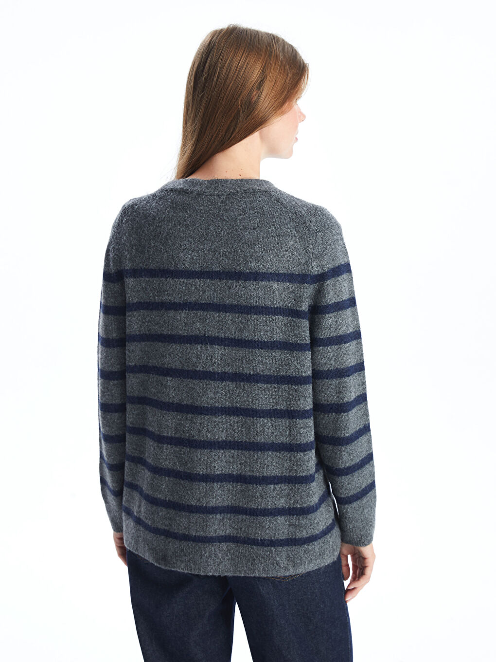 LCWAIKIKI Classic V Neck Striped Women's Knitwear Cardigan -W4IU02Z8-LGS