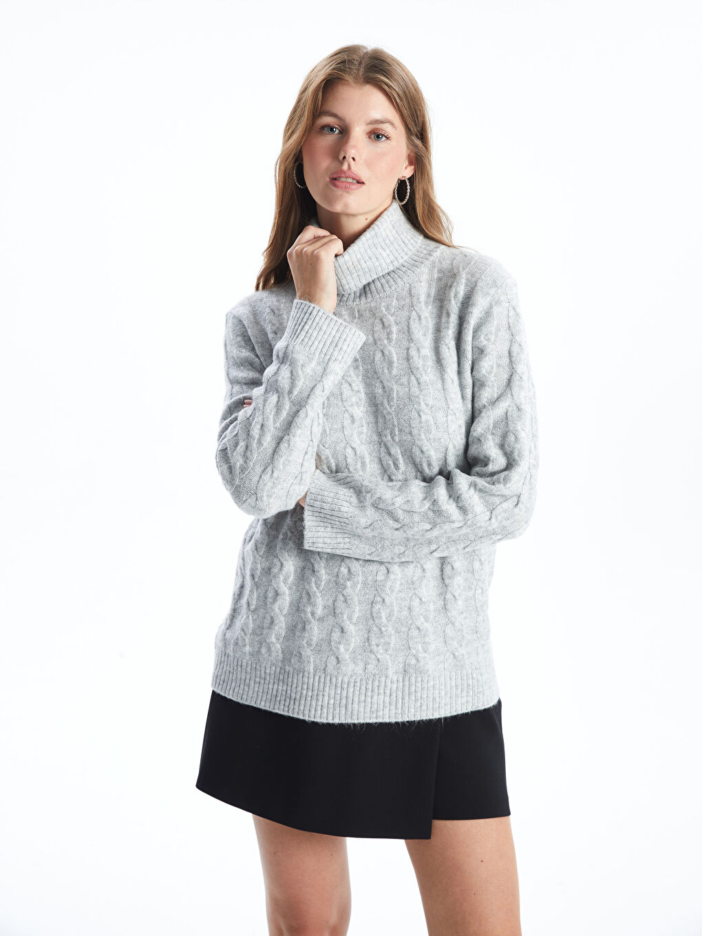 LCWAIKIKI Classic Rollkragen Selbstgemustertes Damen Strickpullover -W4IU07Z8-CX7