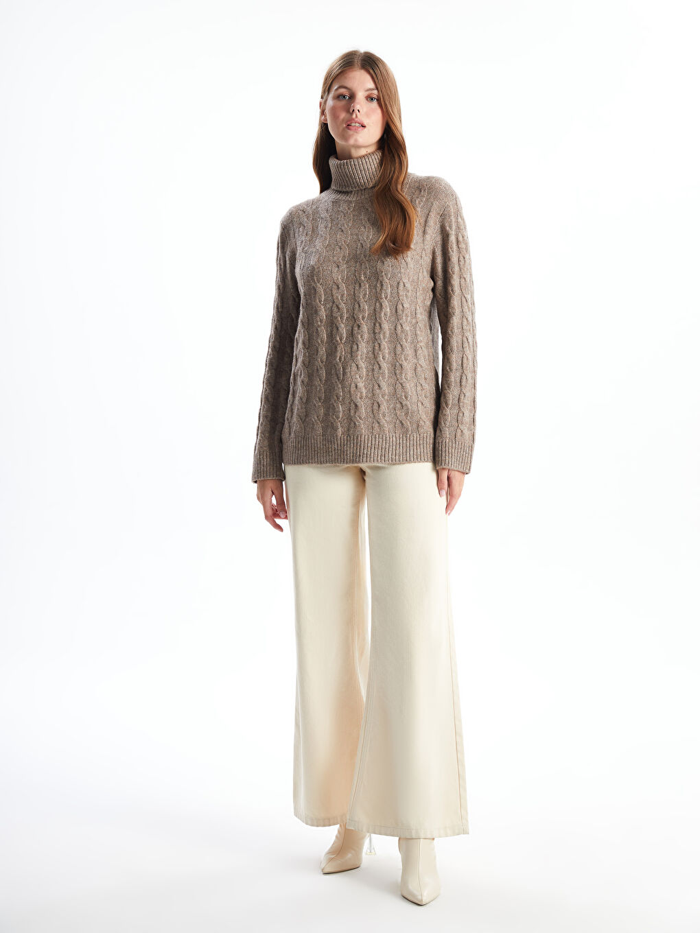 LCWAIKIKI Classic Turtleneck Self-Patterned Women's Knitwear Sweater -W4IU07Z8-D3G