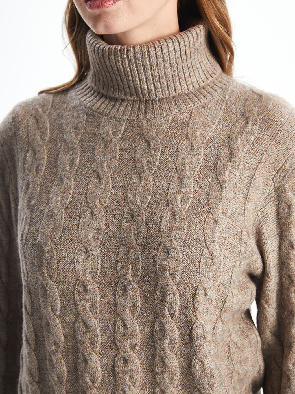 LCWAIKIKI Classic Turtleneck Self-Patterned Women's Knitwear Sweater -W4IU07Z8-D3G