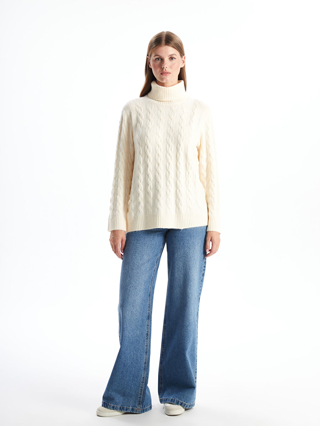 LCWAIKIKI Classic Turtleneck Self-Patterned Women's Knitwear Sweater -W4IU07Z8-R9J