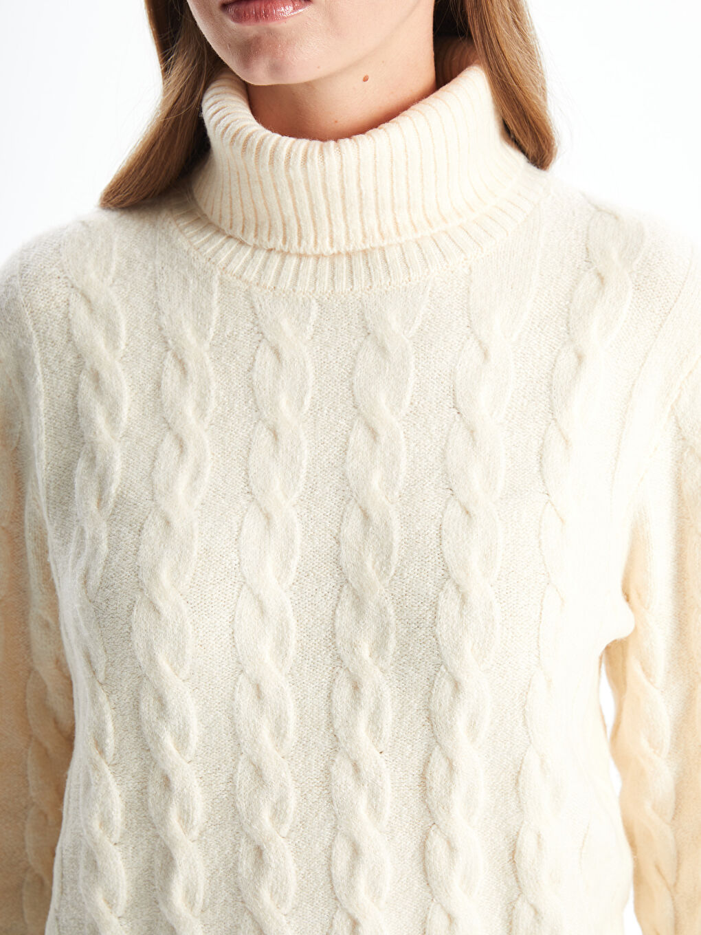 LCWAIKIKI Classic Turtleneck Self-Patterned Women's Knitwear Sweater -W4IU07Z8-R9J