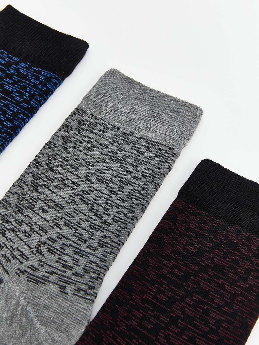 Siyah Desenli Erkek Soket Çorap 3'lü-1